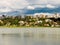 Houses and lake in Barigui park in Curitiba