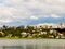 Houses and lake in Barigui park in Curitiba