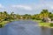 Houses with lakes in backyard in Weston Florida USA