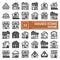 Houses line icon set, cottages symbols collection, vector sketches, logo illustrations, home signs linear pictograms