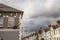 Houses in London, roofs and clouds.