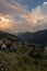 Houses in a mountain village at sunset, Valle de Aran