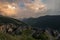 Houses in a mountain village at sunset, Valle de Aran