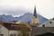 Houses and parish church in the historic market town Windischgarsten, Austria.