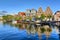 Houses reflection in Haarlem canals, Netherlands