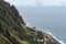 Houses and road on the ocean shore the island of Madeira.