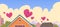 Houses Roof In Sky Red Heart Shape Love Symbol Valentines Day Banner