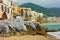 Houses by the sea in Cefalu town