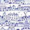 Houses seamless pattern doodle