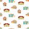 Houses seamless repeat pattern