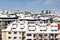 Houses with snow roofs panorama in bulgarian ski resort Bansko