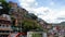 Houses stacked in the favela comune thirteen in medellin