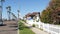 Houses on suburban street, California USA. Generic buildings, residential district near Los Angeles