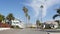 Houses on suburban street, California USA. Generic buildings, residential district near Los Angeles.