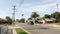 Houses on suburban street, California USA. Generic buildings, residential district near Los Angeles.