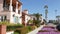 Houses on suburban street, California USA. Generic buildings, residential district near Los Angeles.