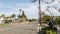 Houses on suburban street, California USA. Generic buildings, residential district near Los Angeles.