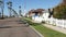 Houses on suburban street, California USA. Generic buildings, residential district near Los Angeles.