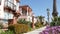 Houses on suburban street, California USA. Generic buildings, residential district near Los Angeles.