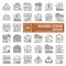 Houses thin line icon set, cottages symbols collection, vector sketches, logo illustrations, home signs linear