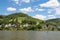 Houses and vineyards along German river Moselle