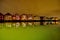 Houses on the water at night in Trondheim