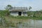 The houses were submerged in the flood waters.