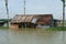 The houses were submerged in the flood waters.