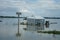 The houses were submerged in the flood waters.