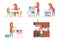 Housewife duties flat vector characters set