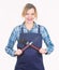 Housewife in good mood. food cooking recipe. Picnic barbecue. Pretty girl in chef apron. Tools for cook. Woman hold