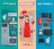 Housewife, home appliances and kitchenware banner