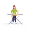 Housewife ironing clothes young woman holding iron smiling girl doing housework concept female cartoon character full