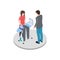 Housewife ironing her husband pants isometric vector