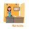 Housewife at kitchen washing dishes vector woman