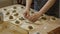 housewife makes dough pies with rice and meat