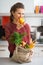 Housewife with purchases from local market