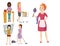 Housewifes homemaker woman cute cleaning cartoon girl housewifery female wife character vector illustration.