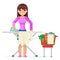 Housework Electric Iron Clean Laundry Clothes Domestic Household Board Household Housewife Female Girl Character Cartoon