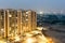 Housing skyscrapers in gurgaon at dusk with skyline