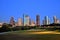 Houston Downtown Skyline Illuminated at Blue Hour