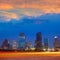Houston downtown skyline at sunset dusk Texas