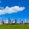 Houston skyline blue sky Memorial park Texas US