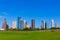 Houston skyline blue sky Memorial park Texas US