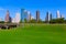 Houston skyline blue sky Memorial park Texas US