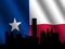 Houston skyline with Texan flag