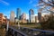 Houston Texas Skyline with modern skyscrapers and blue sky view