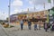 Houston, USA-3rd March 2015:Food Vendors at the NRG Stadium at the Houston Livestock Show and Rodeo, with Visitors walking past.