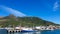 Hout bay landscape panorama view on boat going out o seal island Cape Town, South Africa attraction