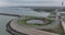 Houtrib sluices along the dike and road between Lelystad towards Enkhuizen. Dutch infrastructure along the water